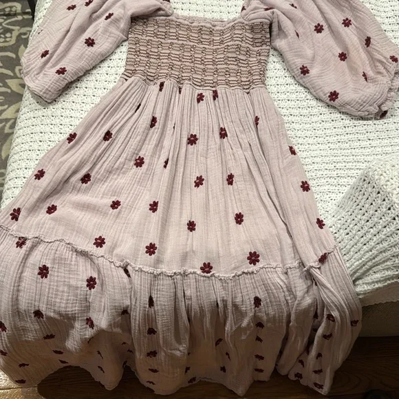 Purple Smocked Sundress with Bishop Sleeves - Picture 2 of 2